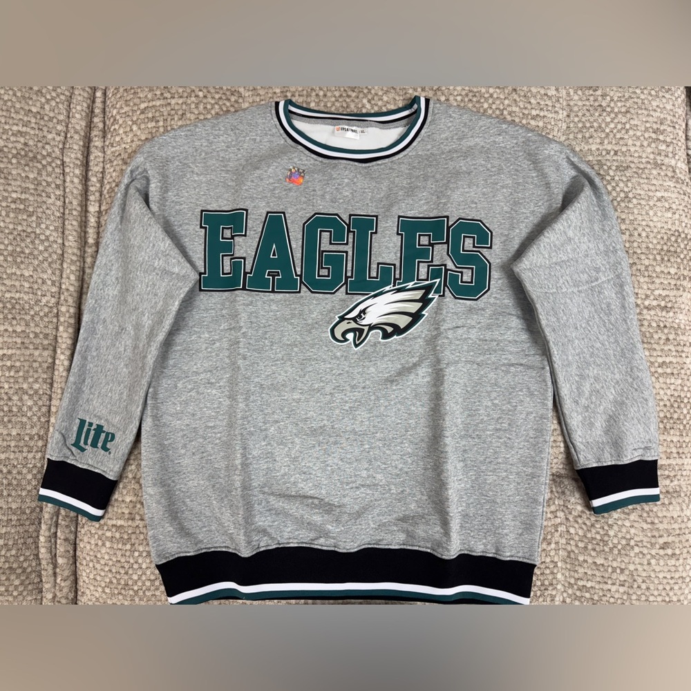 NEW NFL Philadelphia Eagles Miller Lite Crewneck Sweatshirt Men’s XL RARE